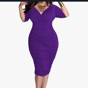 Gypsy purple ruched mermaid dress scrunch Pinup retro rockabilly dollbaby sexy